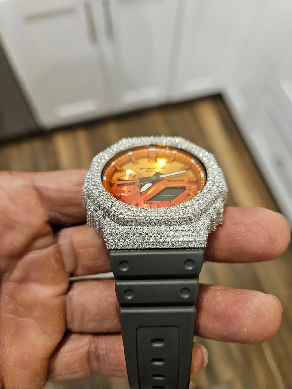 G-Shock Orange Dial Digital-Analog Watch with Bustdown Bezel